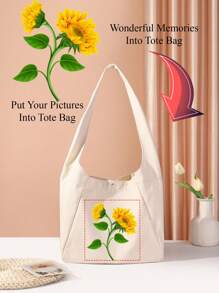 Customizable Canvas Tote Bag, Crescent Bag, Large Capacity Tote, Multi-Functional Storage Bag, Suitable For DIY, Printing, Embroidery, Shopping, Backpack, Ideal For Weddings, Birthdays, Beaches, Holidays And The Perfect Gift For Women, Mothers, Teachers, Friends, Bridesmaids, And Students. - Beige - View 1
