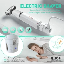 1入組男女電動身體毛髮刮刀,臉部毛髮刮刀,比基尼修剪器女性-濕/幹身體剃刀造型器,可更換刀頭,可充電usb,防水剃刀,白色 - 白色 - 查看 7