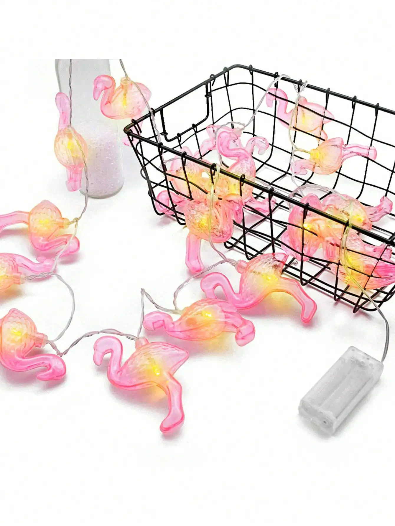 11.7 英尺 30 LED 粉色火烈鸟串灯，电池供电火烈鸟仙女灯，适用于户外热带夏威夷草裙舞派对、婚礼、生日装饰、圣诞节 - 粉紅色火烈鳥 - 查看 8