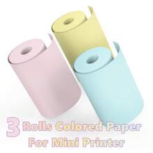3Pcs Mini Printer Paper, 57 X 25 Mm Printable Color Paper Rolls Thermal Paper Rolls For Pocket Thermal Printer Receipt Thermal Printer - Blue - View 2