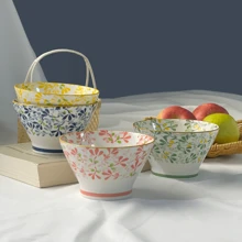4pcs Ceramic 5-Inch Rice Bowls With Four Season Flowers Pattern, Personalized Tableware For Home, Microwave And Dishwasher Friendly - Multicolor - View 9