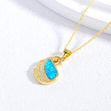 Collar de cobre precioso con ópalo azul para mujer con estilo