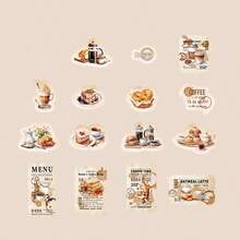 30Pcs/Pack Vintage Coffee Theme Stickers Decor Journaling Phone Case Aesthetic Collage Card Material Personalized Hand Account Journaling Labels - 1 box - View 11