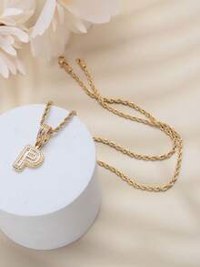 26 cái/bộ Vòng cổ chữ cái đầu tiên màu vàng dành cho nữ, thích hợp cho các tác phẩm thủ công - Vàng - Xem 29