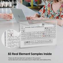 Tableau périodique avec de vrais éléments à l'intérieur, tableau périodique en acrylique avec 83 échantillons d'éléments réels, artisanat, outil pédagogique, cadeau pour les étudiants, les enseignants et les passionnés de sciences - transparent - Voir 4