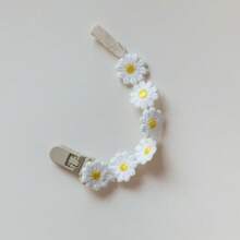 1pc Daisy Flower Pacifier Teether Clip With Anti-Drop Rope And Clamp