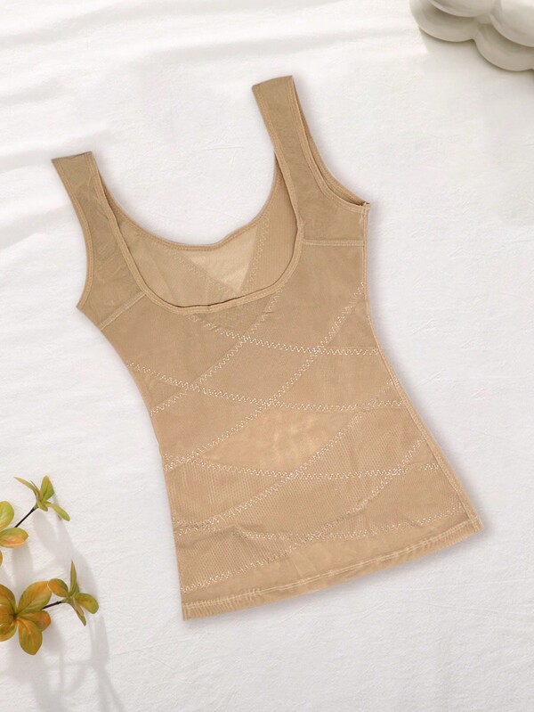 1pc Women's Sheer Cami Shaper Bra Top With Tummy Control & Waist Cincher