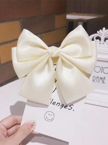 8个装时尚纯色蝴蝶结丝带中号发夹，发饰，发卡，爪夹，学生用品，优雅，学院风，蝴蝶结，可爱，头部配饰，发卡 - 彩色 - 查看 3