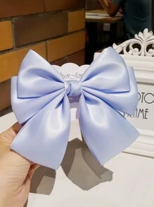 8个装时尚纯色蝴蝶结丝带中号发夹，发饰，发卡，爪夹，学生用品，优雅，学院风，蝴蝶结，可爱，头部配饰，发卡 - 彩色 - 查看 4