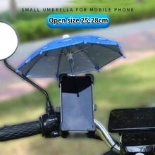 1 pieza Paraguas de celular, Paraguas de móvil, Mini paraguas para móvil para exteriores, Paraguas para el teléfono móvil para montar al aire libre, Paraguas de protección contra la lluvia con excelente efecto de sombreado, Conveniente para revisar el teléfono celular al sol, Necesario para entrega de servicio para llevar un paraguas para móvil - Azul - Ver 3