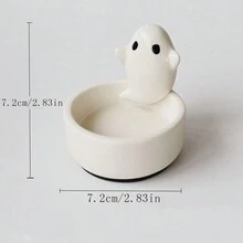 1pc White Ghost Candle Holder, Cute Ceramic Candle Holder For Desktop Decor, Holiday Celebration Atmosphere, Home Use White Ghost Candle Holder