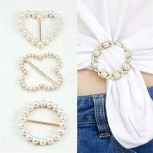 1pc Summer Pearl Round Dual-Use Scarf Button Heart-Shaped Simple Fashion Multi-Functional Knot Button - Multicolor - View 1