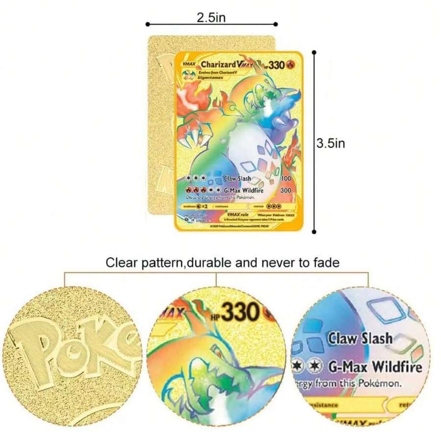 Pokemon Christmas Decoration 55Pcs Gold Foil Card English French German