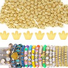 100pcs Gold-Plated CCB Beads Crown Heart Shaped Drum Beaded String - Yellow Gold - View 1