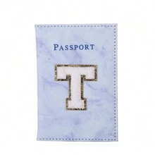 Letter Printed Simple Passport Holder For Daily Use - Blue - View 12