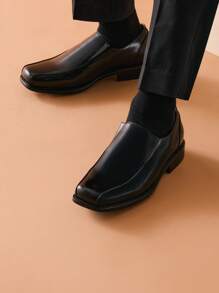 Men's Slip On Loafers Genuine Leather Formal Dress Shoes Comfort Sole Business Casual - Đen và trắng - Xem 3