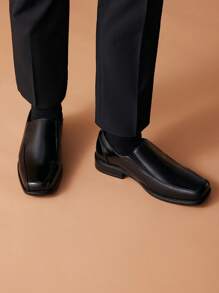 Men's Slip On Loafers Genuine Leather Formal Dress Shoes Comfort Sole Business Casual - Đen và trắng - Xem 4