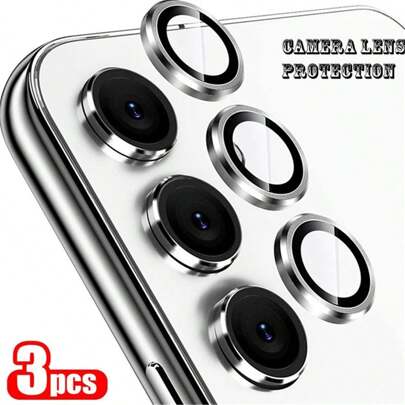 3Pcs/1Set Metallic Luster Lens Protector Compatible With Samsung Galaxy A14 A34 A54 A15 A35 A55 5G Full Protective HD Tempered Glass Lens Cover Camera Protection