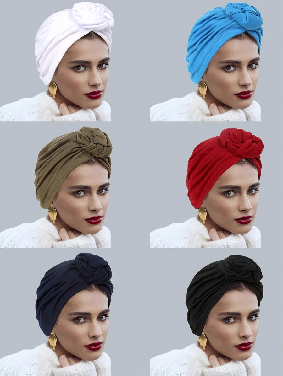 1pc New Fashion Turban Hat, European And American Style Headwrap Hat - A - View 1
