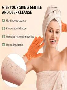 4/2/1pc Random Color Revitalizing Exfoliating Bath Gloves - Double Texture Gloves For Deep Cleansing & Polishing - Ideal For Spas, Massages & Body Scrubs - Soft & Durable Bathing Accessories