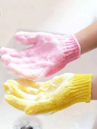 4/2/1pc Random Color Revitalizing Exfoliating Bath Gloves - Double Texture Gloves For Deep Cleansing & Polishing - Ideal For Spas, Massages & Body Scrubs - Soft & Durable Bathing Accessories