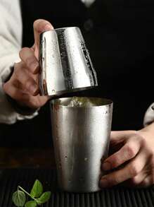 1pc Stainless Steel Boston Cocktail Shaker Set - Cocktail Mixer, Martini Shaker, Bartender And Barware Tool For Home Bars And Parties - Silver - View 10