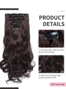 20 Inch Long Synthetic Curly Hair Extensions, Heat Resistant Fiber, Black, For Daily Wear - Black-brown - View 4