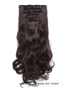 20 Inch Long Synthetic Curly Hair Extensions, Heat Resistant Fiber, Black, For Daily Wear - Black-brown - View 2