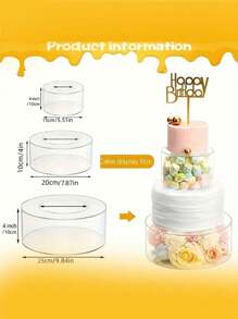 Set de 3 piezas/2 piezas/1 pieza de soporte acrílico para tartas, soporte de exhibición de plástico transparente redondo para bodas, fiestas de cumpleaños, banquetes, postres y suministros para fiestas, suministros navideños, soporte transparente para tartas, soporte para tartas con tapa