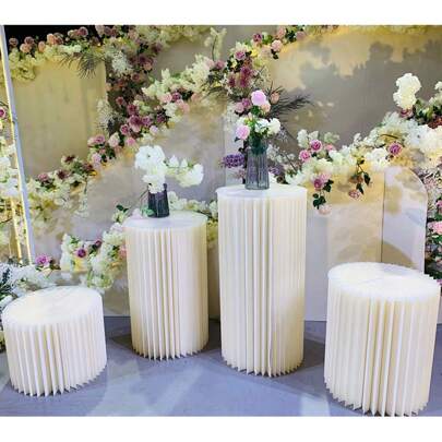 Wedding Backrest Column Base Support Corridor Dessert Cake Table Column Party, Roman Column Folding Paper Tube Base Wedding Folding Paper Tube Support Art Column, Wedding Back Support Corridor Dessert Cake Table Column, Top Without Plastic Plate (Mirror Acrylic Plate, Tear Off The Protective Film Can Achieve The Effect), Suitable For Wedding, Birthday, Party Activities, Auto Show, Cake Room Decoration