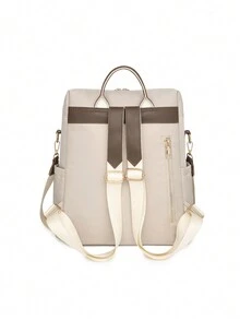 ZMBAG Women's Designer Fringe Zipper Square Backpack, Simple Flap Backpack With Large Capacity, College Student Backpack - Beige - View 6