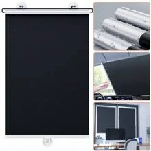 Store occultant sans perçage avec 3 ventouses noires, store enrouleur rétractable portable pour fenêtre, rideau pour la maison, le bureau et la voiture