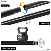 1pc Long Curtain Rods, 3/4 Curtain Rod For Windows, Telescoping Splicing Single Rods, Decorative Drapery Rod With Acrylic Diamond Finial, Black/Gold/Champagne Gold/Nickel - 黑色 - 查看 10