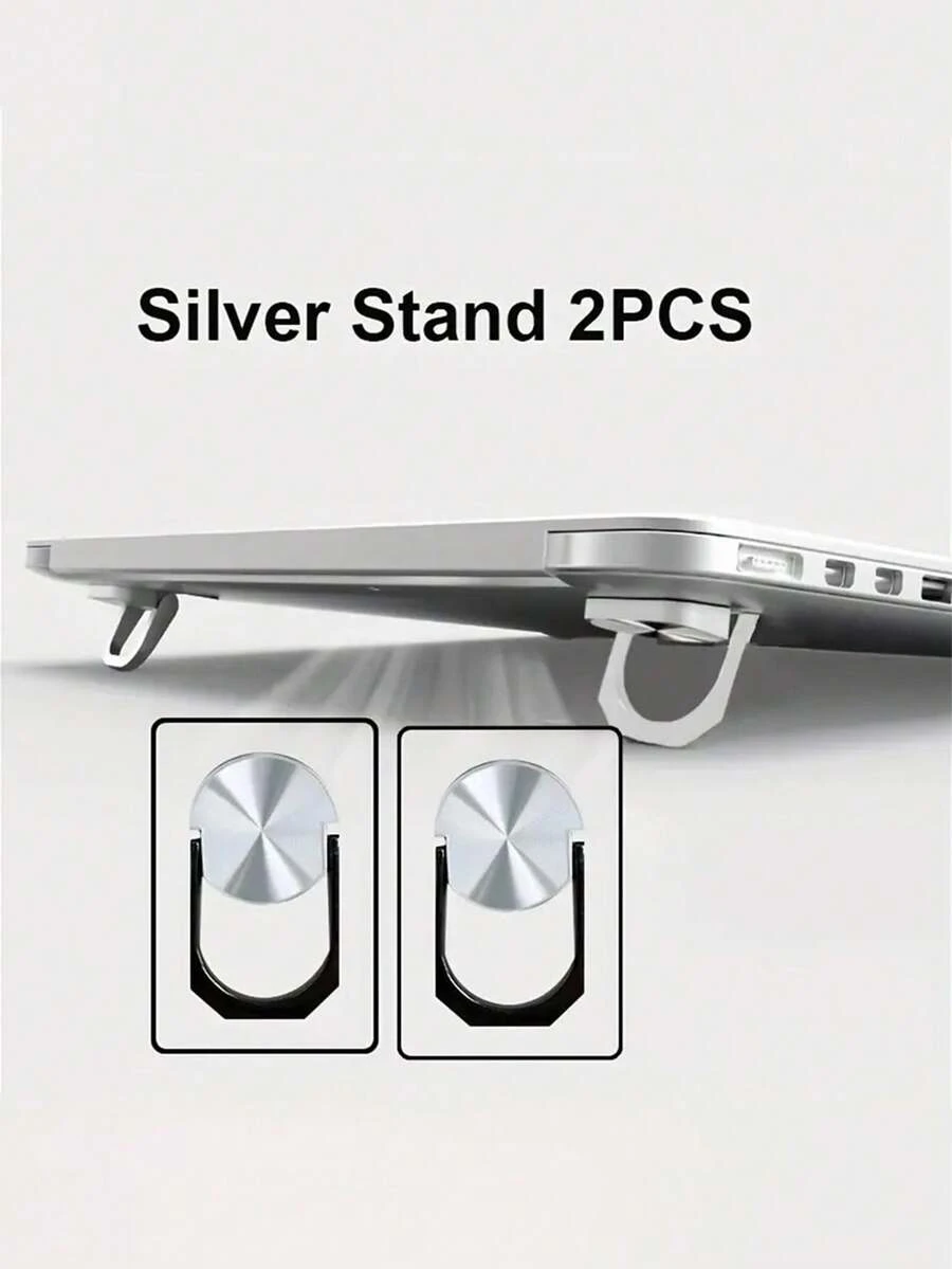 2 piezas Soporte metálico invisible para portátil, soporte portátil elevado y portátil con base plegable, soporte para notebook ajustable y universal