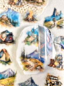 30入組旅遊風景、花卉和植物主題日誌裝飾貼紙，適用於DIY手帳 - 彩色 - 查看 5