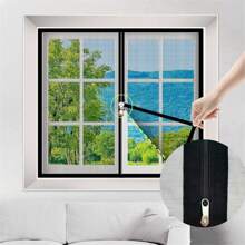 Zipper Style Insect-Proof Window Screen Bed Curtains For Bedroom Window, Self-Adhesive Fly Mosquito Net Mesh With Zipper, Solid Color Border, Handmade Home Decoration - Multicolor - View 93