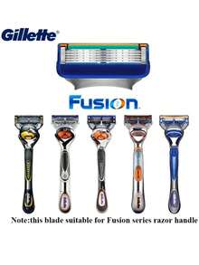 GILLETTE 4pcs  Fusion 5-Layer Razor Blades, Manual Shaving Razor Cartridges, Replacement Shaver Head, Men Facial Care - Orange - View 5