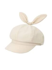 1入女士萌芽八角帽，夏季防紫外線遮陽帽，百搭休閒可愛學院風漏斗帽，韓日風格，適合日常佩戴，帶蝴蝶結