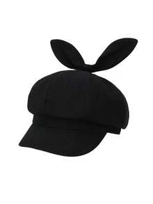 1入女士萌芽八角帽，夏季防紫外線遮陽帽，百搭休閒可愛學院風漏斗帽，韓日風格，適合日常佩戴，帶蝴蝶結