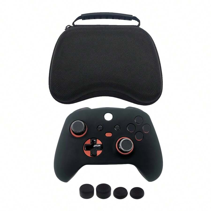 1 Set: 1pc Game Controller Storage Bag + 1pc Silicone Protective Cover + 4pcs Joystick Cap, Compatible With XBOX Series S And Series X, Enhances Gaming Experience With Anti-Drop, Anti-Dust, Anti-Sweat, Anti-Scratch Features