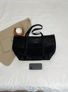 A Com Borda Costurada, Cor Sólida, Dobrável E Para Natação E Fitness, Também Adequado Para Armazenamento De Brinquedos De Banheiro, Leve, Grande Capacidade, Bolsa De Praia De Malha Portátil, Perfeita Para Viagens Em Família, Férias, Feriado, Praia, Camping E Caminhadas Mochila Escolar, Mochila De Volta Às Aulas, Grande Capacidade, Portátil, Adequado Para Meninas Adolescentes Mulheres Estudantes Universitárias, Perfeita Para Volta Às Aulas, Faculdade, Ensino Fundamental, Ensino Médio
