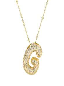 1個時尚氣泡啟發的立體氧化鋯氣球和字母吊墜，豐滿的26個字母頸鏈適用於女性 - XT-394 - 查看 27