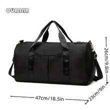 QUANNA nylon 47 cm bolsa de equipaje de viaje de gran capacidad gimnasio deportivo bolsa de viaje portátil durante la noche con bolsa húmeda impermeable compartimento bolsa de equipaje de moda - Negro - Ver 7
