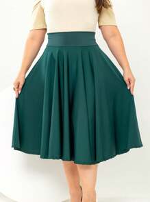 Plus Size Skirts - Màu xanh lá cây đậm - Xem 2