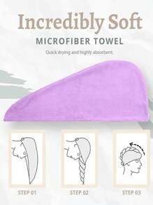 Microfiber Hair Towel,1Pack/2Packs Hair Turbans For Wet Hair, Drying Hair Wrap Towels For Curly Hair Women Anti Frizz ,Microfiber Hair Towel,Hair Towel With Button, Super Absorbent Hair Towel Wrap For Curly Hair, Fast Drying Hair Turban Towel For Women,Super Absorbent Hair Towel Wrap For Curly Hair, Fast Drying Hair Turban Towel For Women, Anti Frizz Microfiber Towel,Purple - Purple - View 4