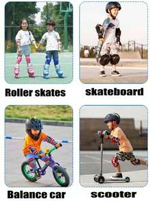 BOSONER 6pcs Children's Roller Skating And Ice Skating Pad Set: Knee Pads And Elbow Pads For Age 3-12 Girls/Boys, Kids Protective Gears For Skating, Cycling, BMX Biking, Skateboarding, Inline Skating, Scooter Riding Sports