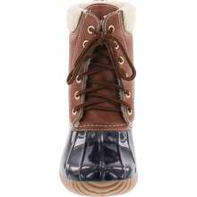 Women's Two Tone Lace Up Ankle Rain Duck Boots - Navy - View 5