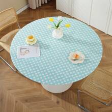 1pc Printed Round Tablecloth, Vinyl Flannel Backed Table Cover, 100% Waterproof And Oil-Resistant Plastic Tablecloth, Spring Flower Tablecloth, Round Elastic Edge, Suitable For Dinner Parties, Outdoors, And Picnics.