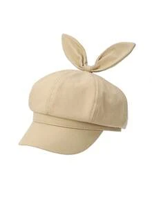 1入女士萌芽八角帽，夏季防紫外線遮陽帽，百搭休閒可愛學院風漏斗帽，韓日風格，適合日常佩戴，帶蝴蝶結