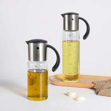 Chai đựng dầu ô liu lớn Chai đựng dầu ăn nhà bếp Hộp đựng dầu lật tự động-Thép không gỉ chống rò rỉ giấm thủy tinh (Bộ 10oz và 17 Oz) - Thép không gỉ - Xem 9